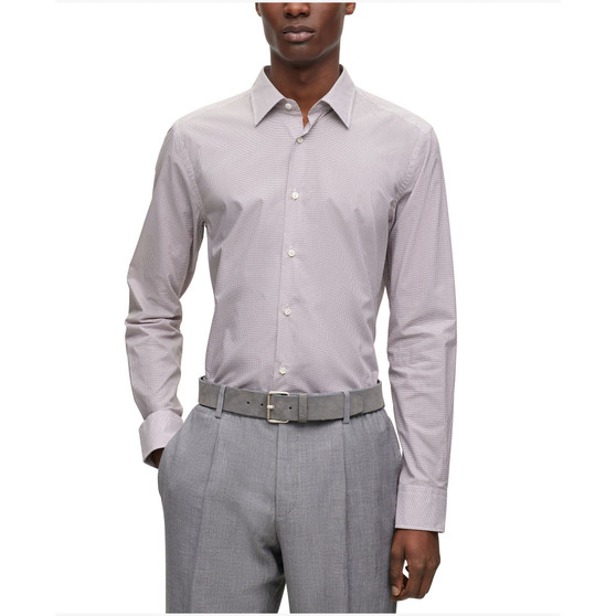 Men's Printed Italian Cotton Poplin Slim-Fit Shirt