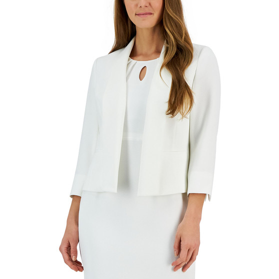 Women's Open-Front Zip-Pocket 3/4-Sleeve Blazer