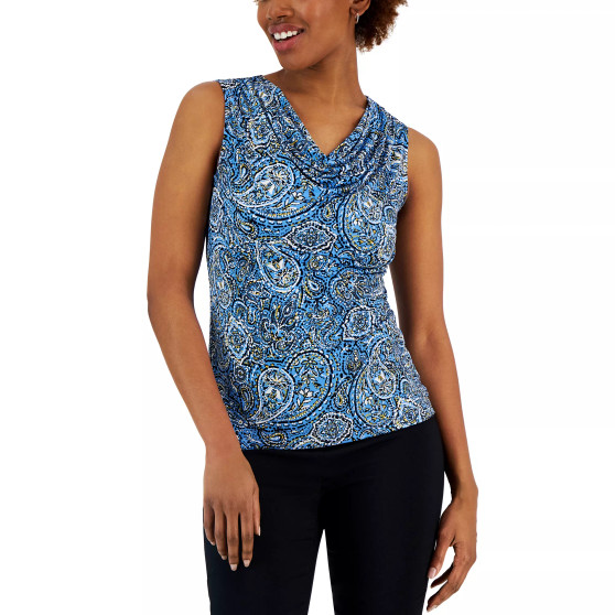 Women's Sleeveless Printed Cowl Neck Top