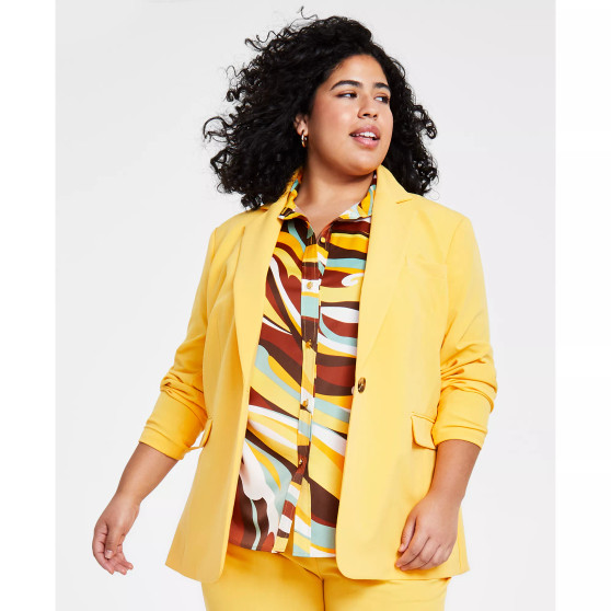 Plus Size Bi-Stretch One-Button Jacket, Created for Macy's