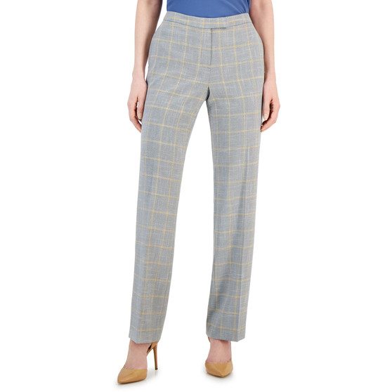 Women's Plaid Mid-Rise Straight-Leg Pants