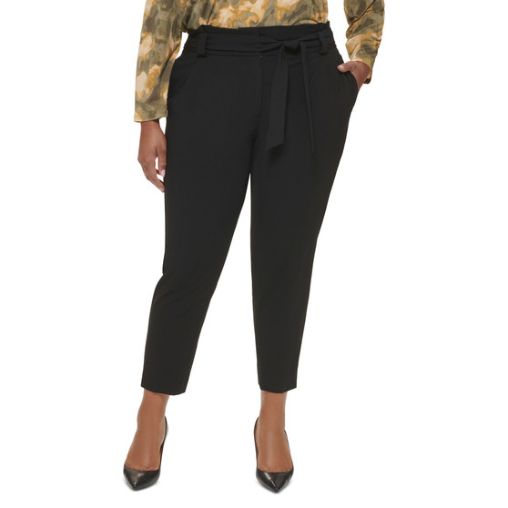 Plus Size Lux Tie-Waist Slim-Leg Pants