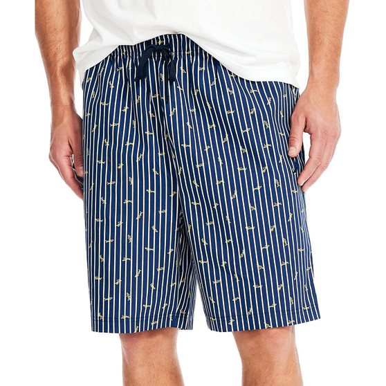Men's Classic-Fit Stripe Shark-Print Poplin Sleep Shorts