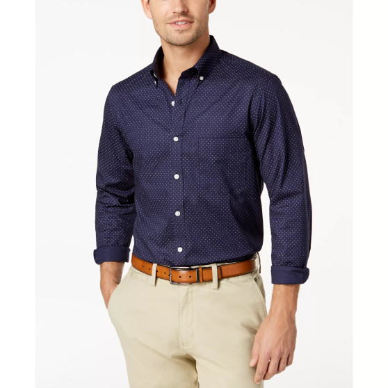Men's Micro Dot Print Stretch Cotton Shirt, Created for Macy's