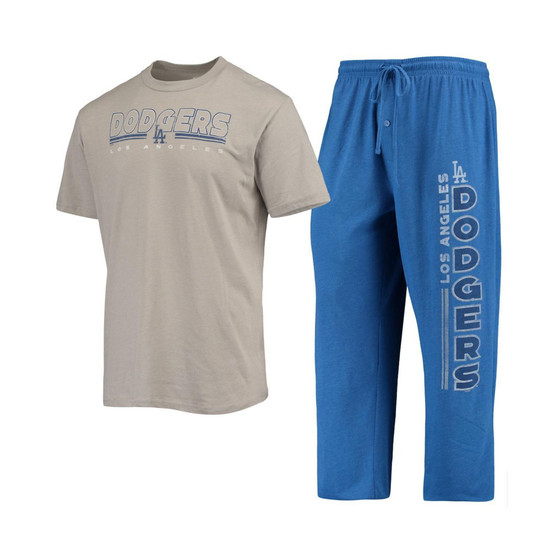Men's Gray, Royal Los Angeles Dodgers Meter T-shirt and Pants Sleep Set