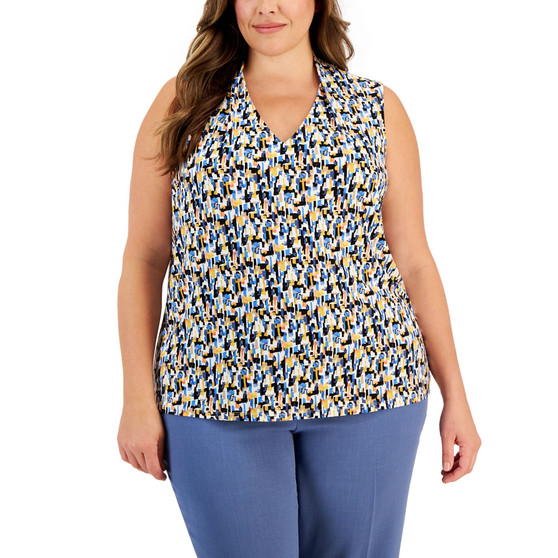 Plus Size Printed Pullover V-Neck Top