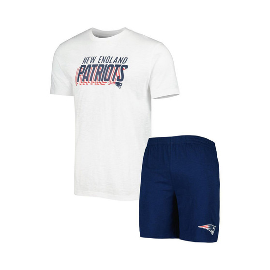 Men's Navy, White New England Patriots Downfield T-shirt and Shorts Sleep Set