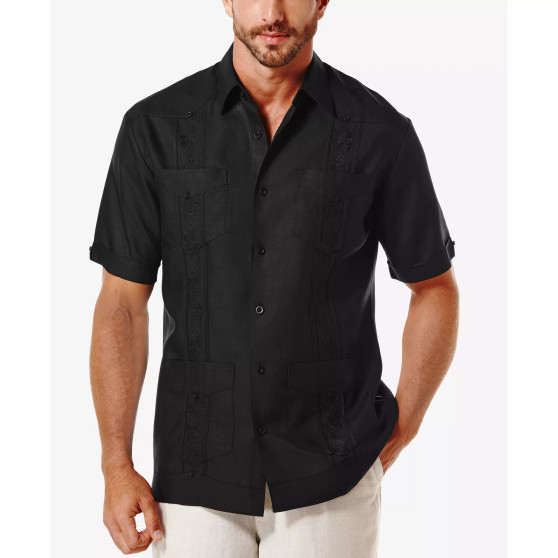 Short-Sleeve Embroidered Guayabera Shirt