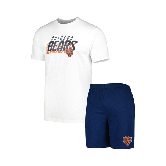 Men's Navy, White Chicago Bears Downfield T-shirt and Shorts Sleep Set