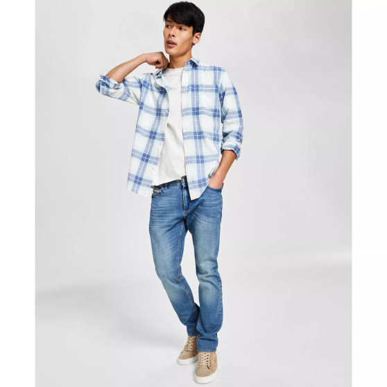 Men's Brock Classic-Fit Textured Plaid Button-Down Shirt, Created for Macy's