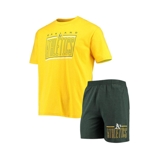 Men's Green, Gold Oakland Athletics Meter T-shirt and Shorts Sleep Set