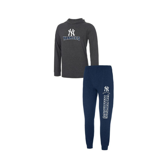 Men's Navy, Charcoal New York Yankees Meter Hoodie and Joggers Set
