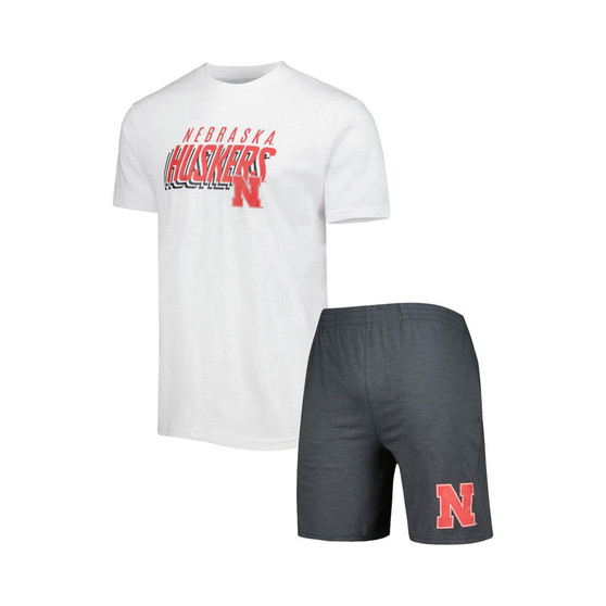 Men's Charcoal, White Nebraska Huskers Downfield T-shirt and Shorts Set