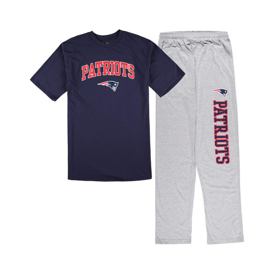 Men's Navy, Heather Gray New England Patriots Big and Tall T-shirt and Pajama Pants Sleep Set