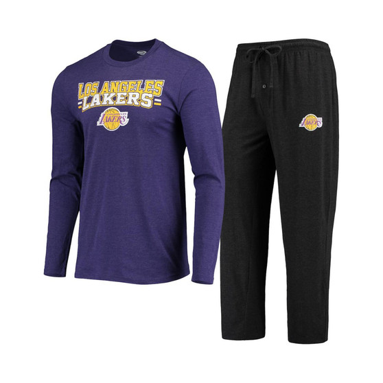 Men's Purple, Black Los Angeles Lakers Long Sleeve T-shirt and Pants Sleep Set