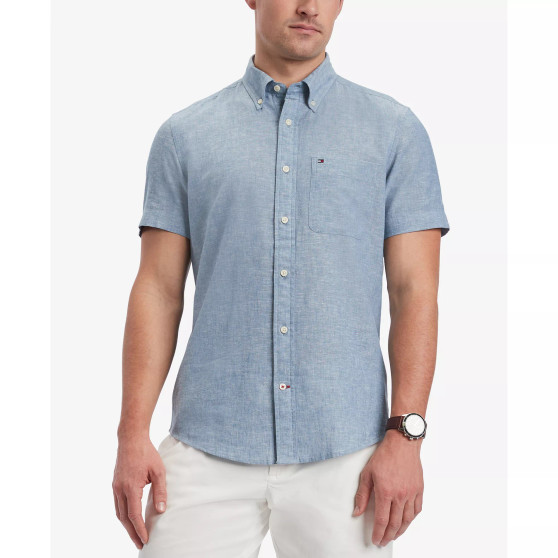 Men's Custom-Fit Porter Cotton Linen Woven Shirt