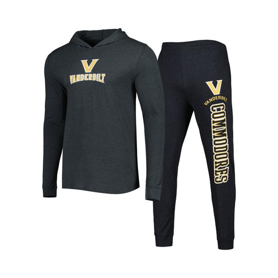 Men's Black, Charcoal Vanderbilt Commodores Meter Pullover Hoodie and Joggers Sleep Set