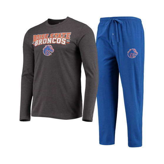 Men's Royal and Heathered Charcoal Boise State Broncos Meter Long Sleeve T-shirt and Pants Sleep Set