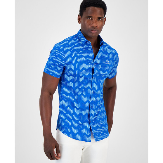 Men's Zig-Zag Print Button-Down Shirt, Created for Macy's