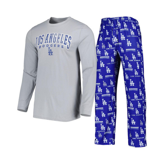 Men's Royal, Gray Los Angeles Dodgers Breakthrough Long Sleeve Top and Pants Sleep Set