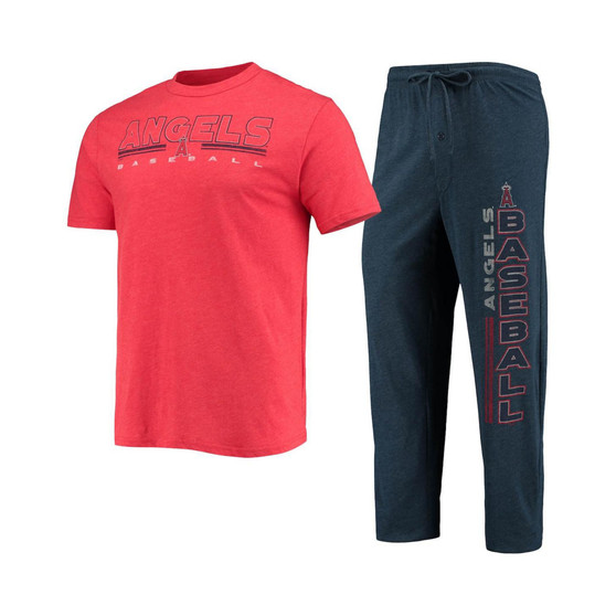 Men's Navy, Red Los Angeles Angels Meter T-shirt and Pants Sleep Set