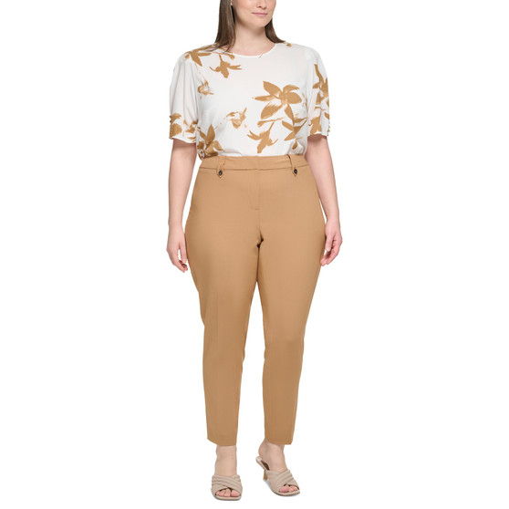 Plus Size Mid Rise Slim-Leg Ankle Pants