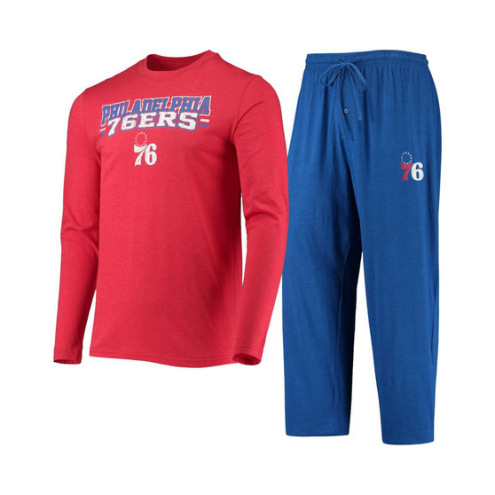 Men's Royal, Red Philadelphia 76ers Long Sleeve T-shirt and Pants Sleep Set