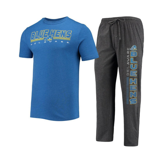 Men's Heathered Charcoal and Royal Delaware Fightin' Blue Hens Meter T-shirt and Pants Sleep Set