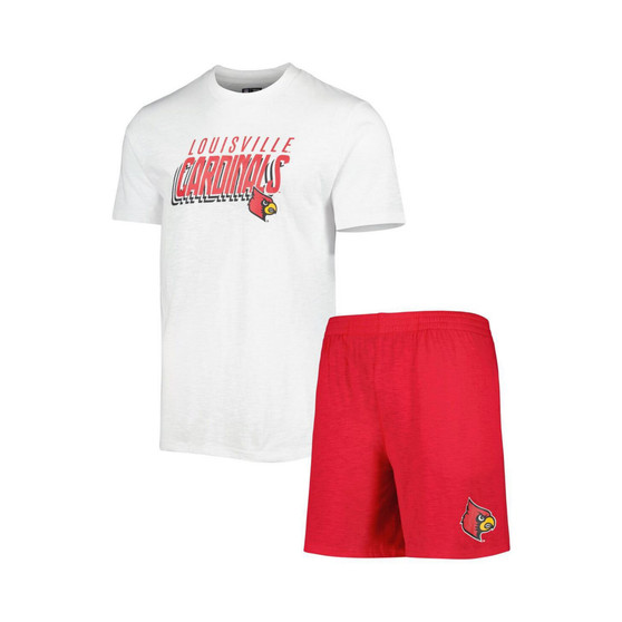 Men's Red, White Louisville Cardinals Downfield T-shirt and Shorts Set