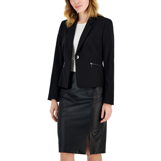 Women's Long-Sleeve Zip-Pocket Blazer