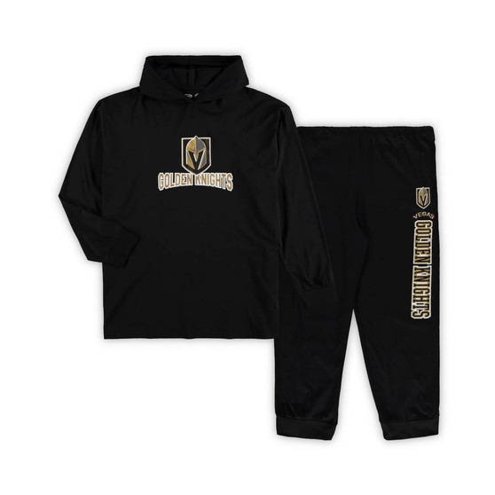 Men's Black Vegas Golden Knights Big and Tall Pullover Hoodie and Joggers Sleep Set