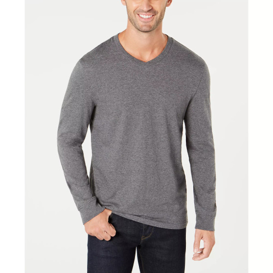 Men's V-Neck Long Sleeve T-Shirt, Created for Macy's