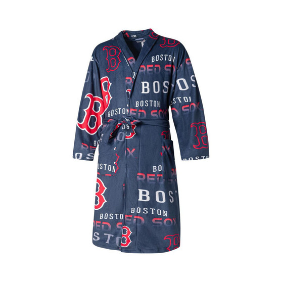 Men's Navy Boston Red Sox Windfall Microfleece Allover Robe