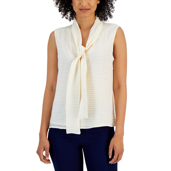 Women's Tie-Neck Sleeveless Textured Top