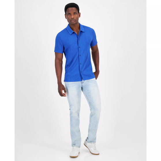 Men's Rib Knit Button-Up Short-Sleeve Shirt, Created for Macy's
