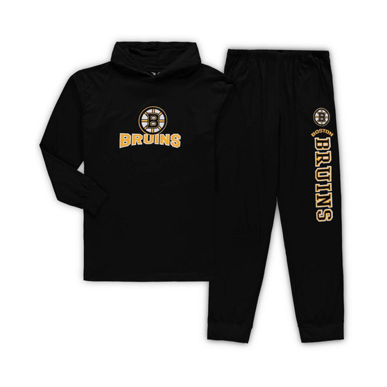 Men's Black Boston Bruins Big and Tall Pullover Hoodie and Joggers Sleep Set
