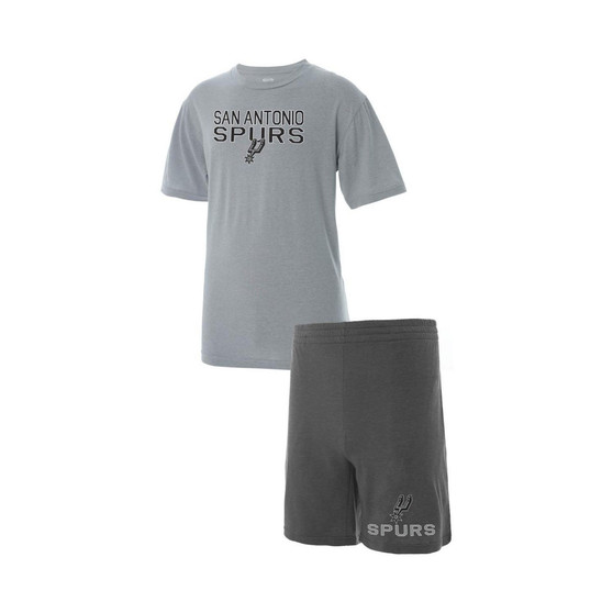 Men's Gray, Heathered Charcoal Big and Tall San Antonio Spurs T-shirt and Shorts Sleep Set