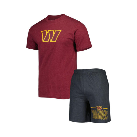 Men's Burgundy, Charcoal Washington Commanders Meter T-shirt and Shorts Sleep Set
