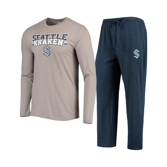 Men's Gray, Deep Sea Blue Seattle Kraken Meter Long Sleeve T-shirt and Pants Set