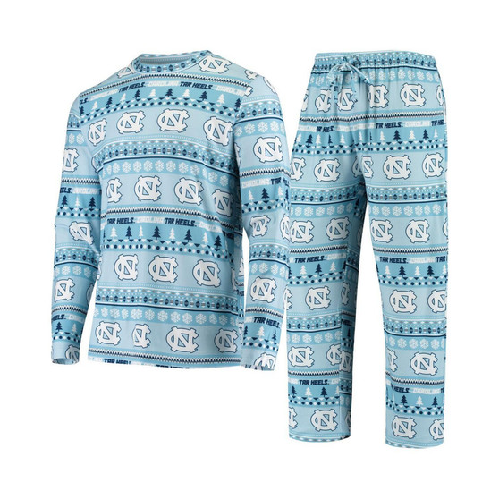 Men's Carolina Blue North Carolina Tar Heels Ugly Sweater Knit Long Sleeve Top and Pant Set