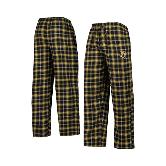 Men's Black, Gold Vegas Golden Knights Ledger Flannel Sleep Pants
