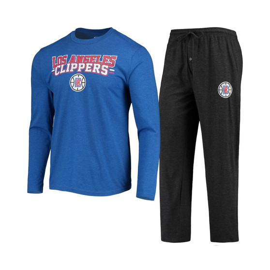 Men's Black, Royal LA Clippers Long Sleeve T-shirt and Pants Sleep Set
