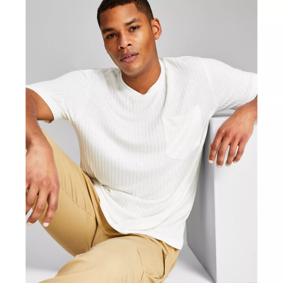 Men's Ribbed Pocket Knit Short-Sleeve Shirt