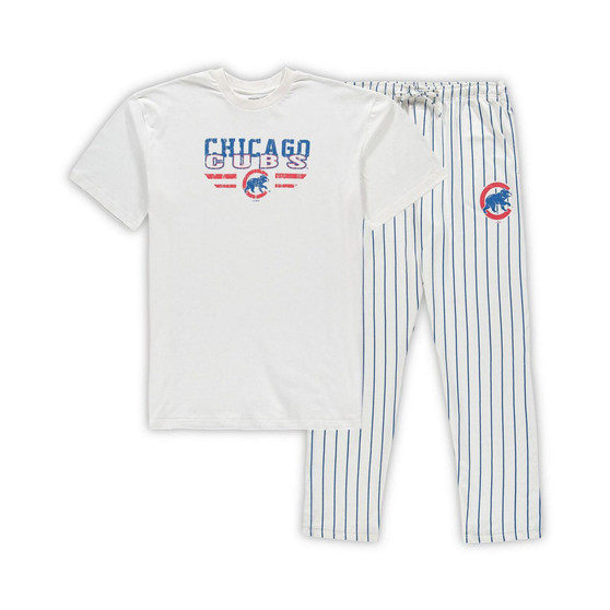Men's White and Royal Chicago Cubs Big and Tall Pinstripe Sleep Set