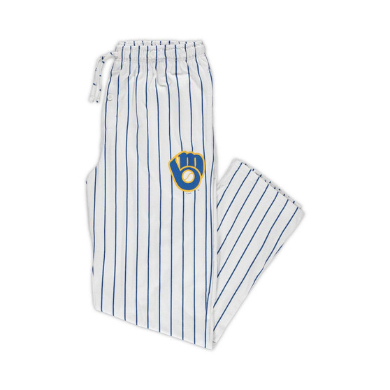 Men's White, Royal Milwaukee Brewers Big and Tall Pinstripe Sleep Pants
