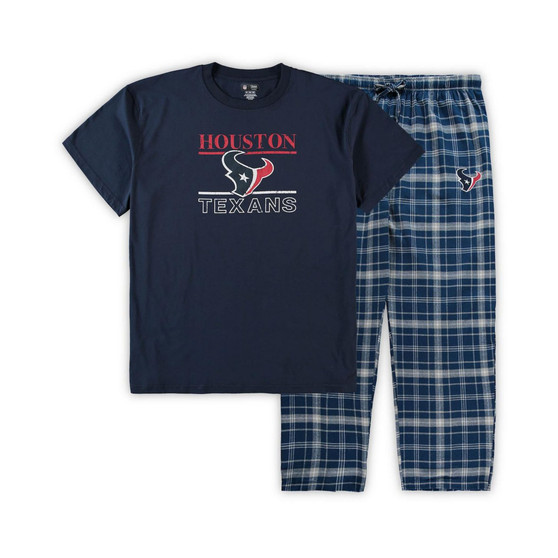 Men's Navy Houston Texans Big and Tall Lodge T-shirt and Pants Sleep Set