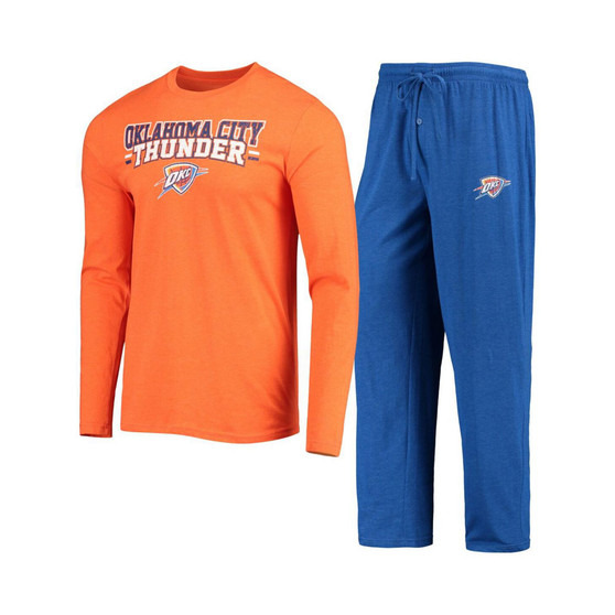 Men's Blue, Orange Oklahoma City Thunder Long Sleeve T-Shirt & Pants Sleep Set
