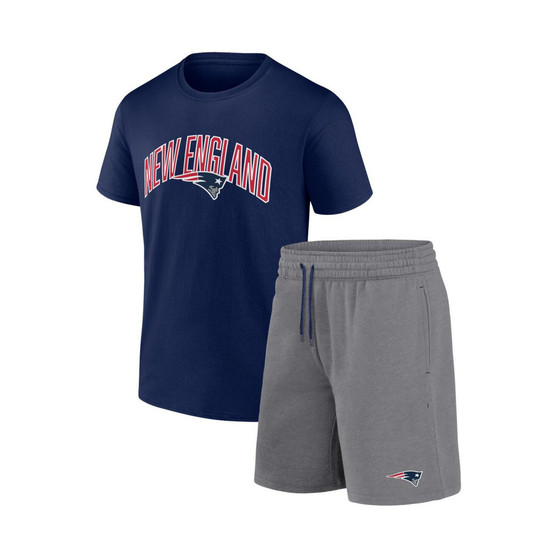 Men's Branded Navy, Heather Gray New England Patriots Arch T-shirt and Shorts Combo Set