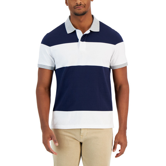 Men's Modern-Fit Rugby Wide Stripe Polo Shirt