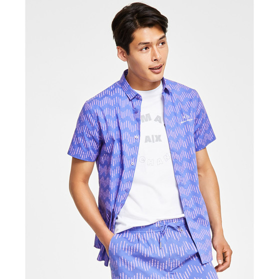 Men's Regular-Fit Zig-Zag Print Button-Down Shirt, Created for Macy's